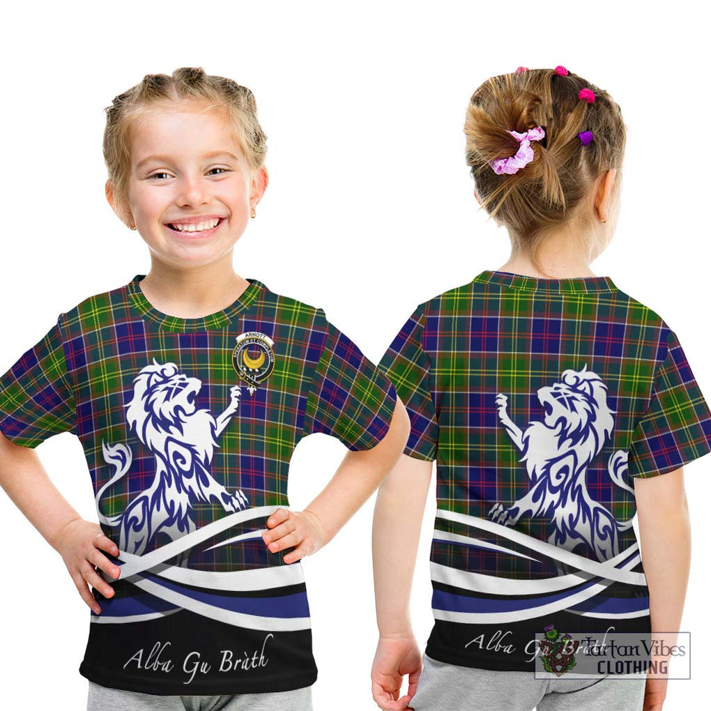 Arnott Tartan Kid T-Shirt with Alba Gu Brath Regal Lion Emblem - Tartan Vibes Clothing