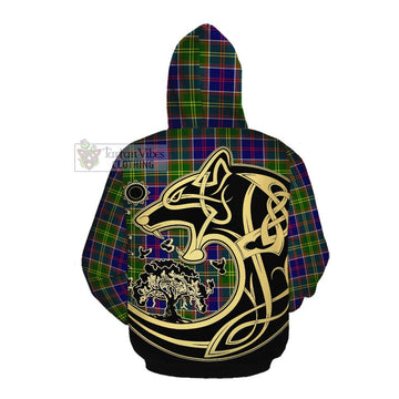 Arnott Tartan Cotton Hoodie with Family Crest Celtic Wolf Style Pullover Hoodie - Tartan Vibes Clothing