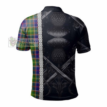 Arnott Tartan Polo Shirt with Family Crest Cross Sword Thistle Celtic Vibes - Tartan Vibes Clothing