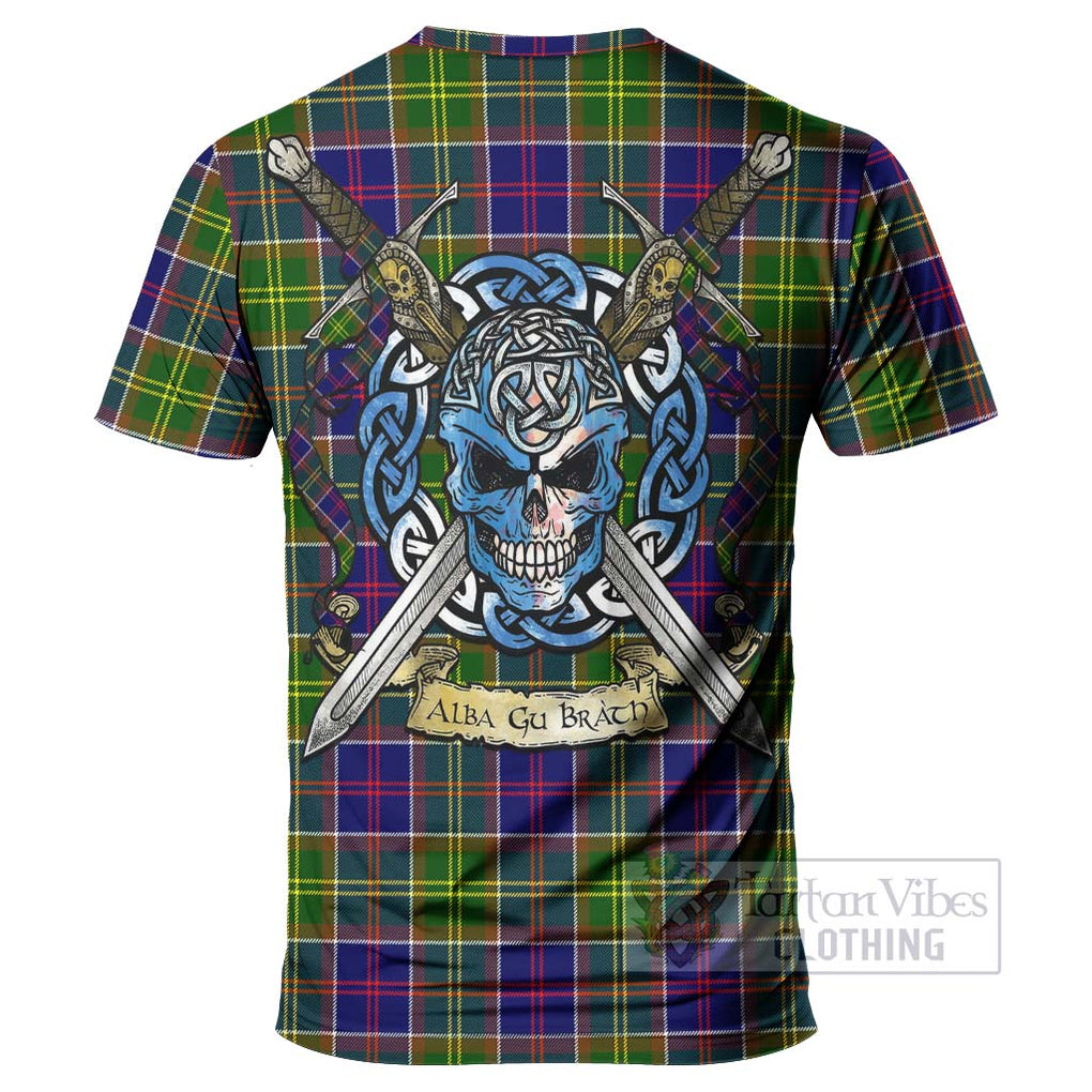 Tartan Vibes Clothing Arnott Tartan T-Shirt with Family Crest Celtic Skull Style