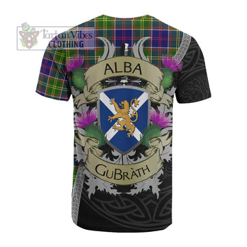 Arnott Tartan Family Crest Cotton T-shirt Lion Rampant Royal Thistle Shield Celtic Inspired