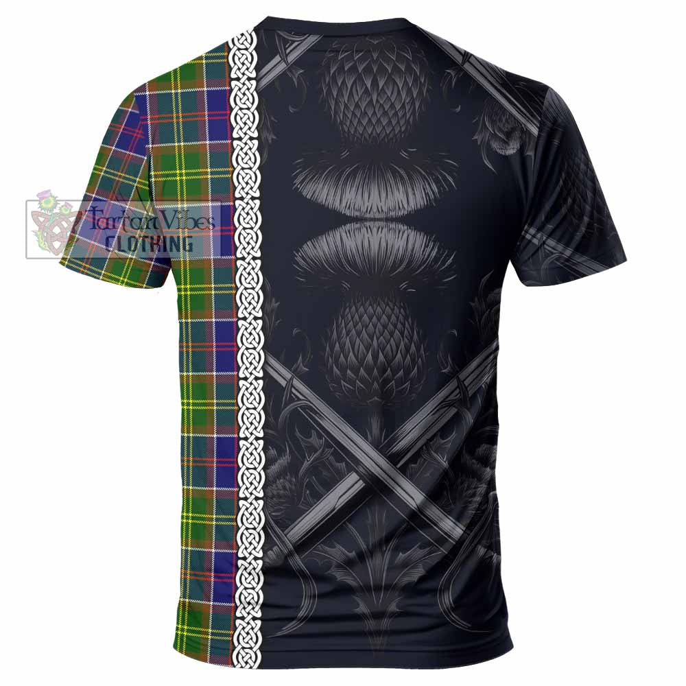 Tartan Vibes Clothing Arnott Tartan T-Shirt with Family Crest Cross Sword Thistle Celtic Vibes