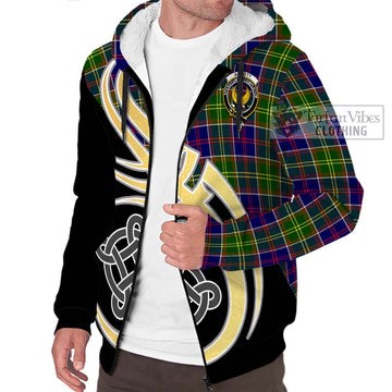 Arnott Tartan Sherpa Hoodie with Family Crest and Celtic Symbol Style - Tartan Vibes Clothing