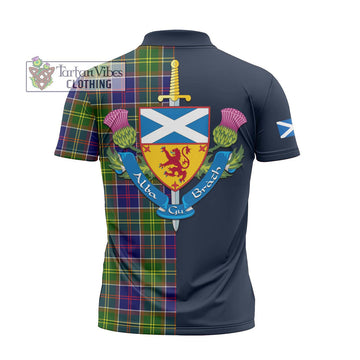 Arnott Tartan Zipper Polo Shirt Alba with Scottish Lion Royal Arm Half Style - Tartan Vibes Clothing