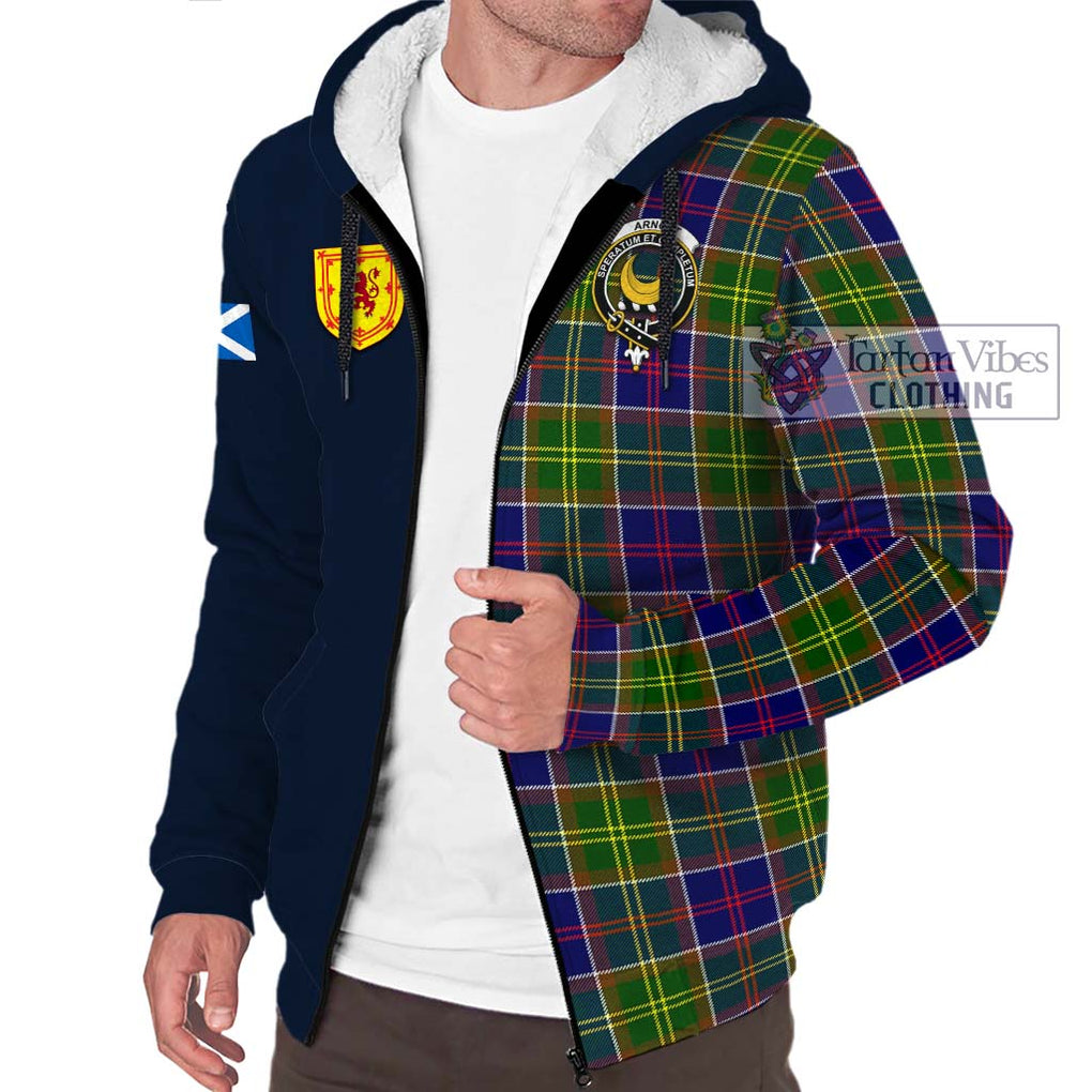Arnott Tartan Sherpa Hoodie Alba with Scottish Lion Royal Arm Half Style - Tartan Vibes Clothing