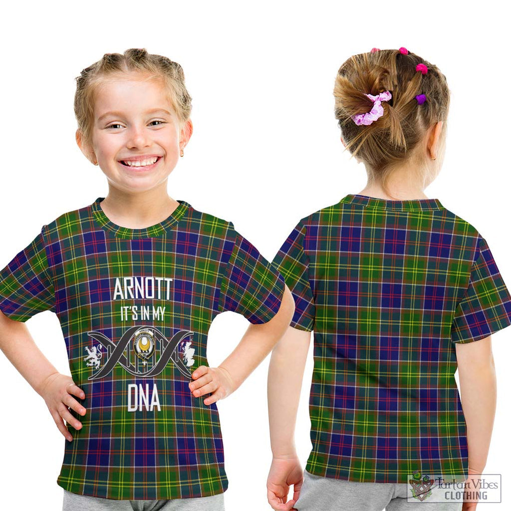 Arnott Tartan Kid T-Shirt with Family Crest DNA In Me Style - Tartan Vibes Clothing