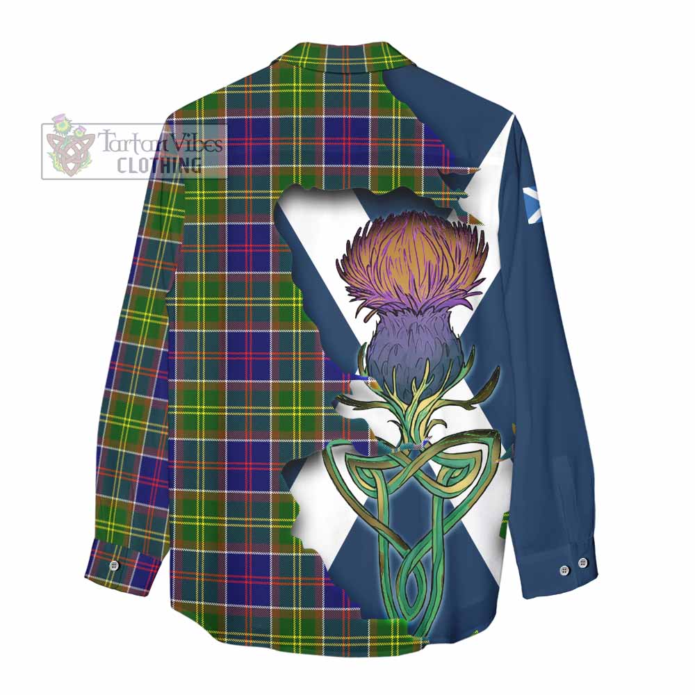 Tartan Vibes Clothing Arnott Tartan Family Crest Women's Casual Shirt Scottish Thistle Celtic Inspired