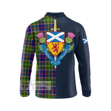 Arnott Tartan Long Sleeve Polo Shirt Alba with Scottish Lion Royal Arm Half Style - Tartan Vibes Clothing