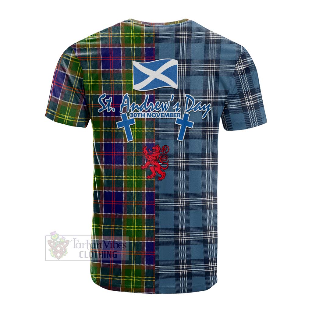 Arnott Tartan Cotton T-shirt Happy St. Andrew's Day Half Tartan Style - Tartan Vibes Clothing