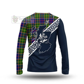 Arnott Tartan Long Sleeve T-Shirt Featuring Thistle and Scotland Map - Tartan Vibes Clothing