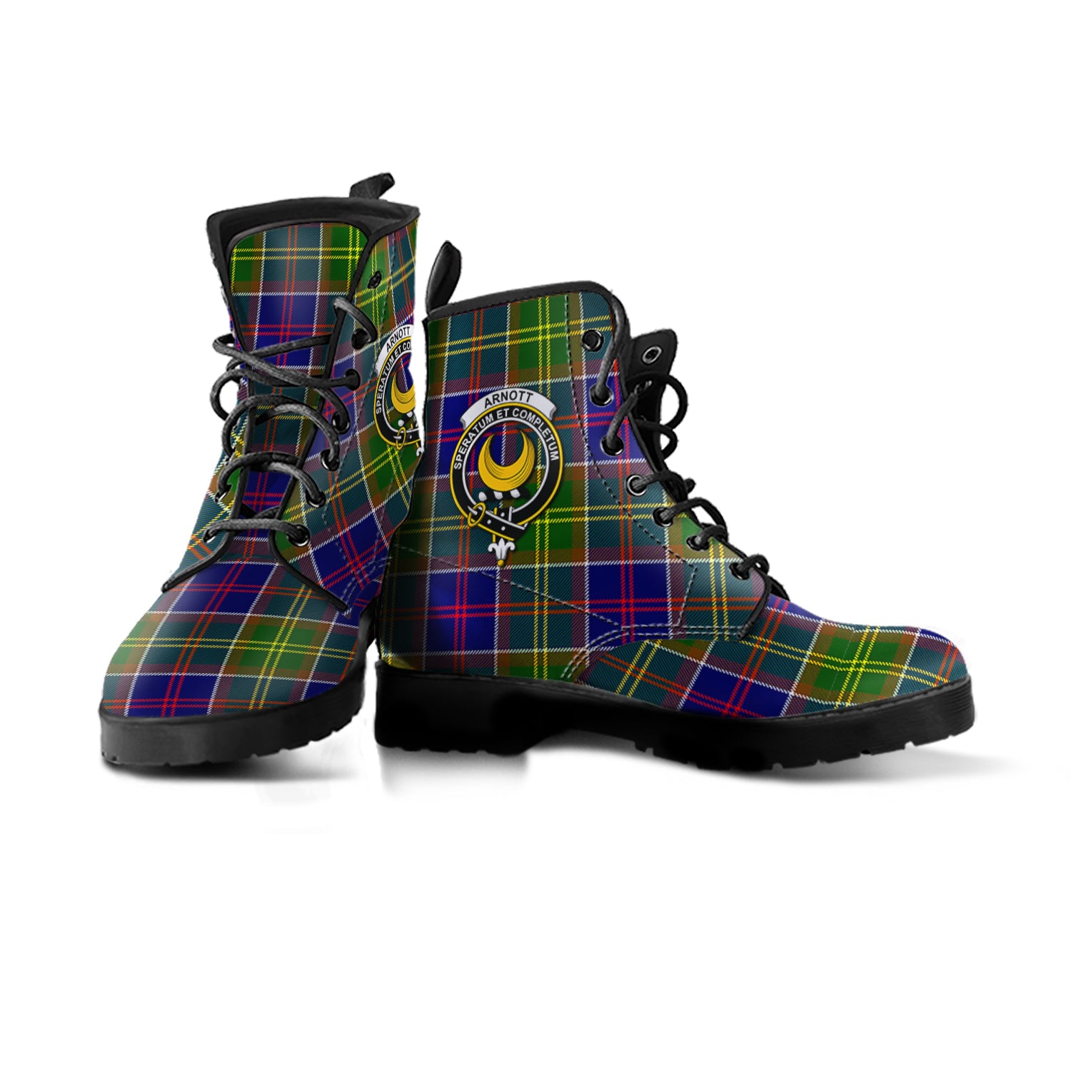 Arnott Tartan Leather Boots with Family Crest - Tartan Vibes Clothing