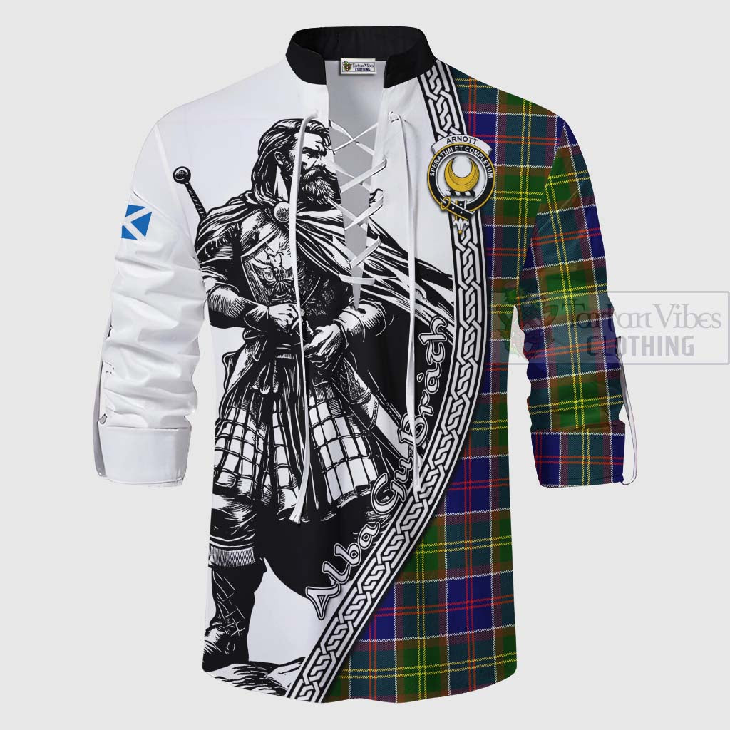 Arnott Tartan Clan Crest Ghillie Kilt Shirt with Highlander Warrior Celtic Style - Tartan Vibes Clothing