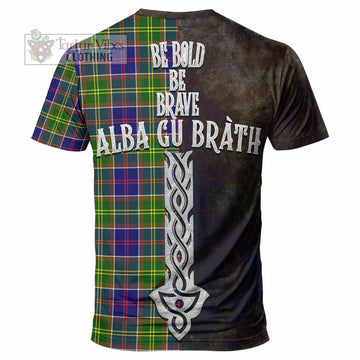 Tartan Vibes Clothing Arnott Tartan Family Crest T-Shirt Alba Gu Brath Be Brave Lion Ancient Style