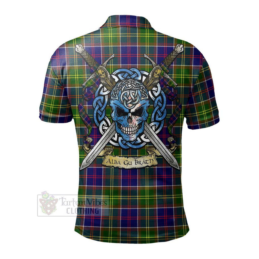Arnott Tartan Polo Shirt with Family Crest Celtic Skull Style - Tartan Vibes Clothing
