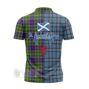 Arnott Tartan Zipper Polo Shirt Happy St. Andrew's Day Half Tartan Style - Tartan Vibes Clothing