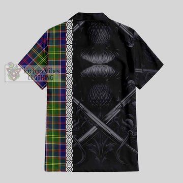 Arnott Tartan Hawaiian Shirt with Family Crest Cross Sword Thistle Celtic Vibes - Tartan Vibes Clothing