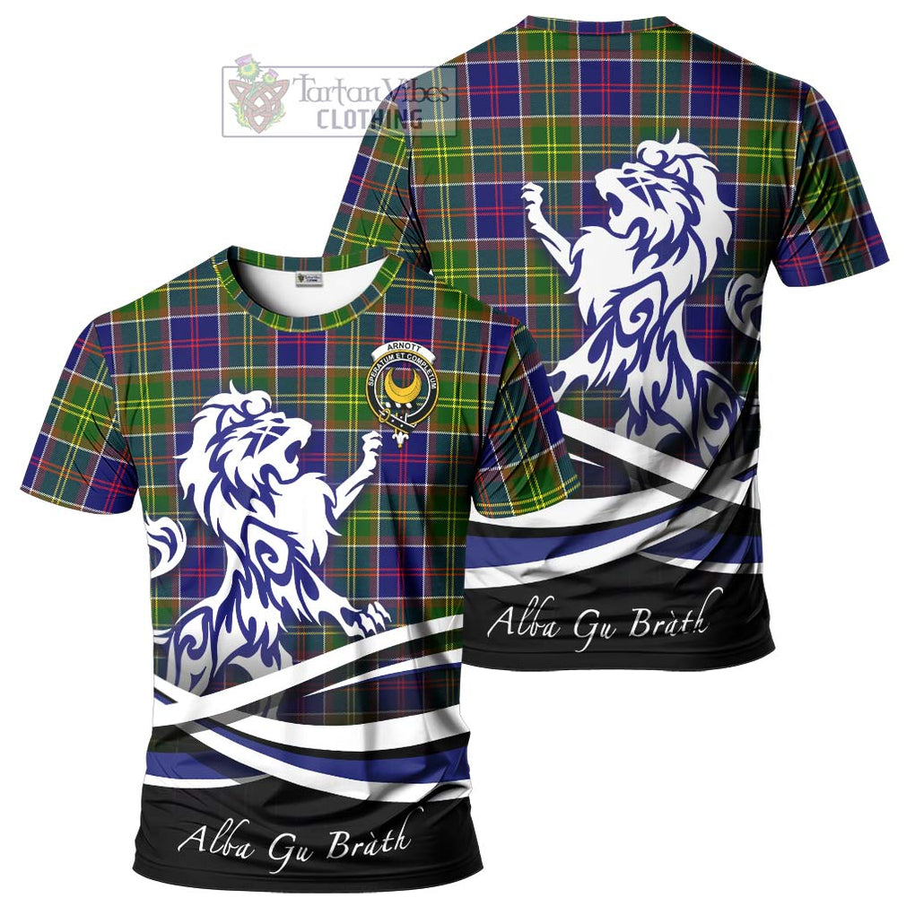 Arnott Tartan Cotton T-shirt with Alba Gu Brath Regal Lion Emblem Women's Shirt - Tartan Vibes Clothing