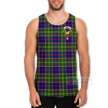 Arnott Tartan Men's Tank Top with Family Crest and Bearded Skull Holding Bottles of Whiskey - Tartan Vibes Clothing