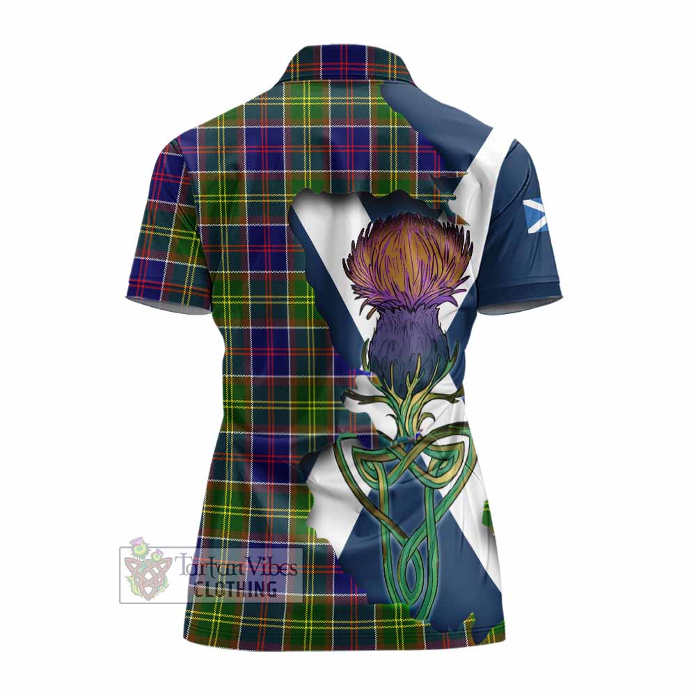 Tartan Vibes Clothing Arnott Tartan Family Crest Women's Polo Shirt Scottish Thistle Celtic Inspired