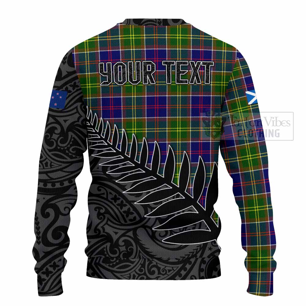 Arnott Crest Tartan Knitted Sweater with New Zealand Silver Fern Half Style - Tartan Vibes Clothing
