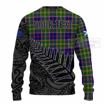 Arnott Crest Tartan Knitted Sweater with New Zealand Silver Fern Half Style - Tartan Vibes Clothing