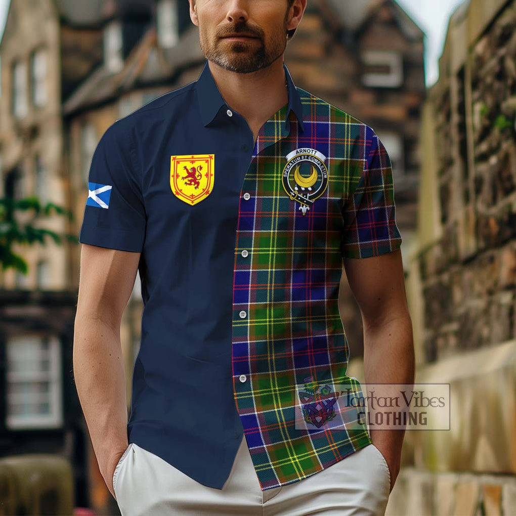 Arnott Tartan Hawaiian Shirt Alba with Scottish Lion Royal Arm Half Style - Tartan Vibes Clothing