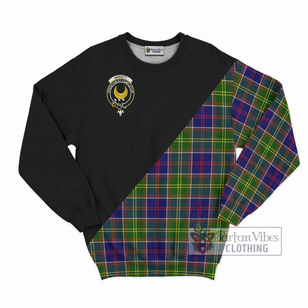 Arnott Tartan Sweatshirt with Family Crest and Military Logo Style - Tartan Vibes Clothing