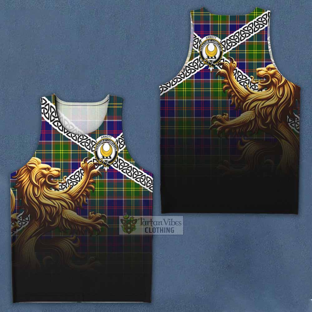 Arnott Crest Tartan Men's Tank Top with Golden Lion Emblem Celtic Style - Tartan Vibes Clothing
