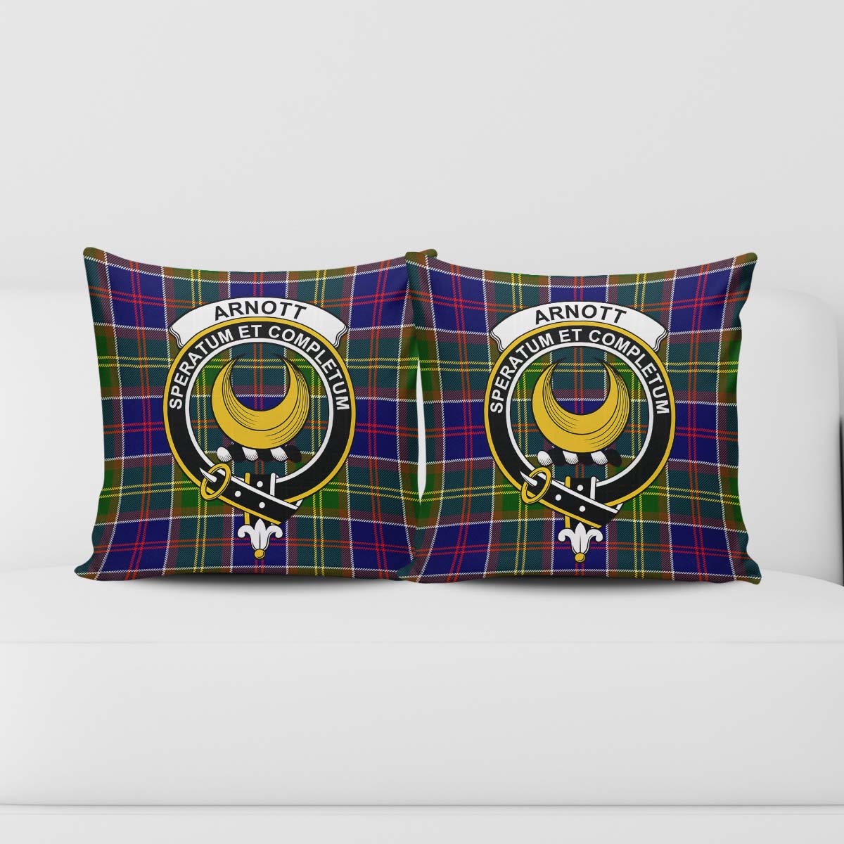 Arnott Tartan Pillow Cover with Family Crest - Tartan Vibes Clothing