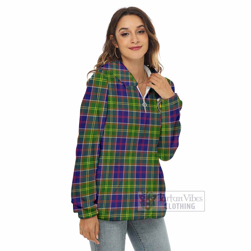 Arnott Tartan Women's Borg Fleece Hoodie with Half Zip with Family Crest - Tartan Vibes Clothing