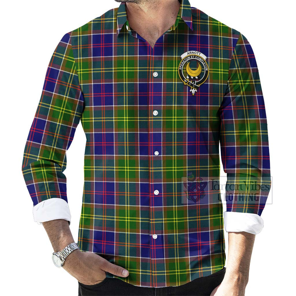 Arnott Tartan Long Sleeve Button Shirt with Family Crest Celtic Skull Style - Tartan Vibes Clothing
