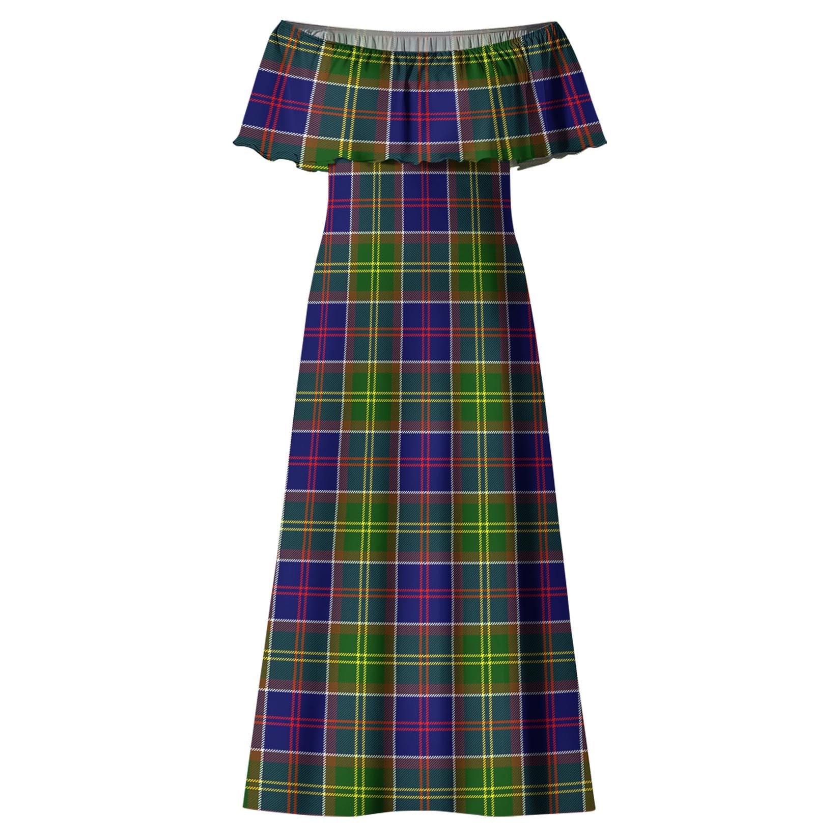 Arnott Tartan Off Shoulder Long Dress - Tartanvibesclothing