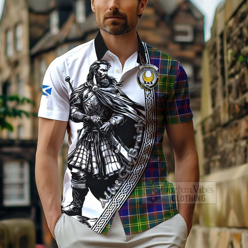 Arnott Tartan Clan Crest Hawaiian Shirt with Highlander Warrior Celtic Style - Tartan Vibes Clothing