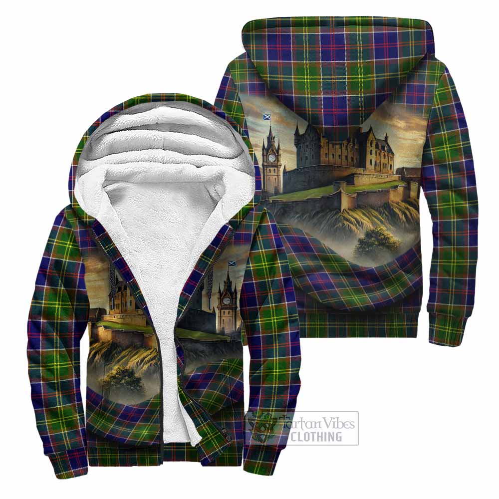 Arnott Tartan Family Crest Sherpa Hoodie with Scottish Ancient Castle Style Unisex - Tartan Vibes Clothing