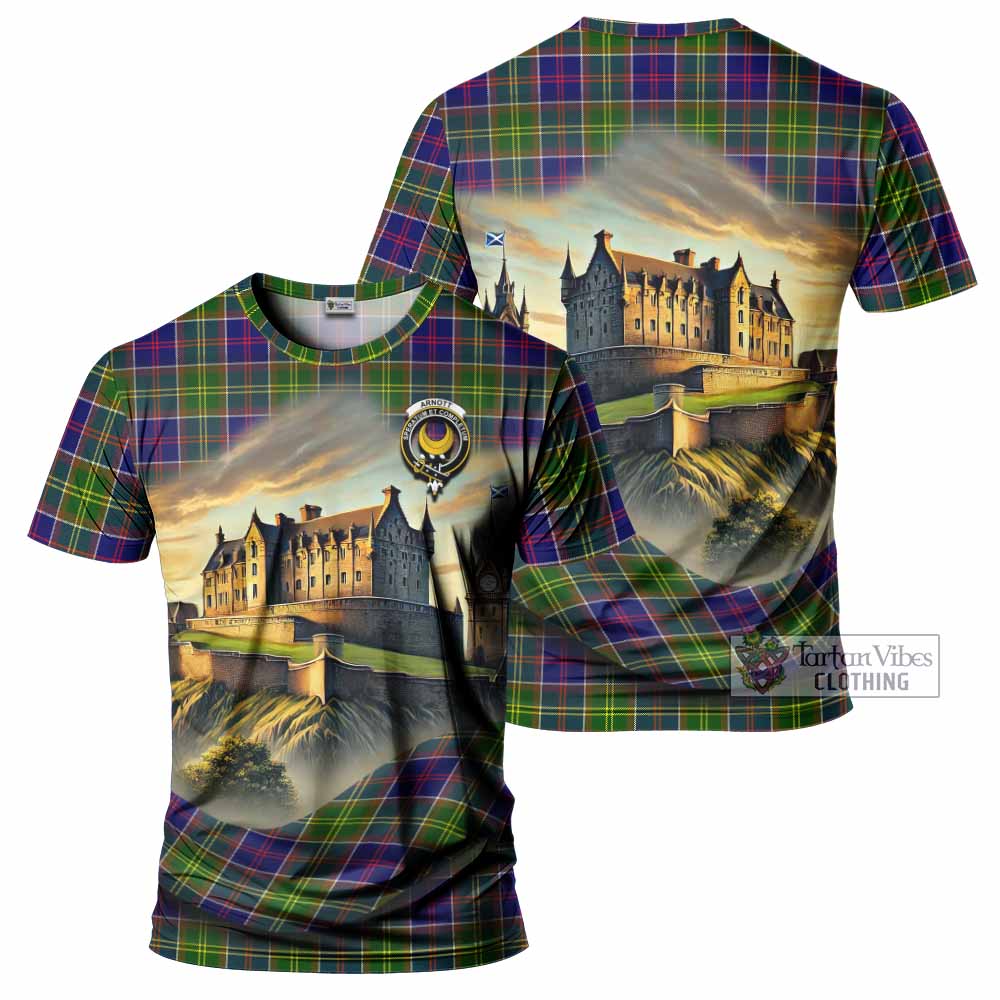 Tartan Vibes Clothing Arnott Tartan Family Crest T-Shirt with Scottish Ancient Castle Stype