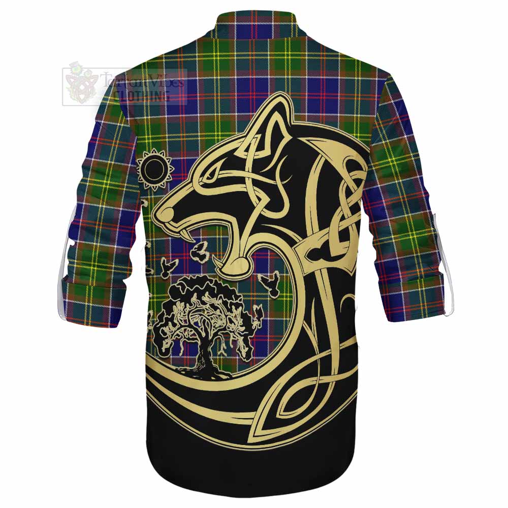 Arnott Tartan Ghillie Kilt Shirt with Family Crest Celtic Wolf Style - Tartan Vibes Clothing
