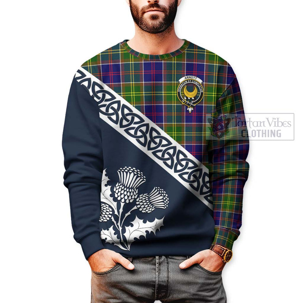 Arnott Tartan Sweatshirt Featuring Thistle and Scotland Map - Tartan Vibes Clothing