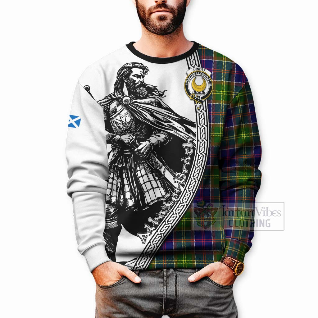 Arnott Tartan Clan Crest Sweatshirt with Highlander Warrior Celtic Style - Tartan Vibes Clothing