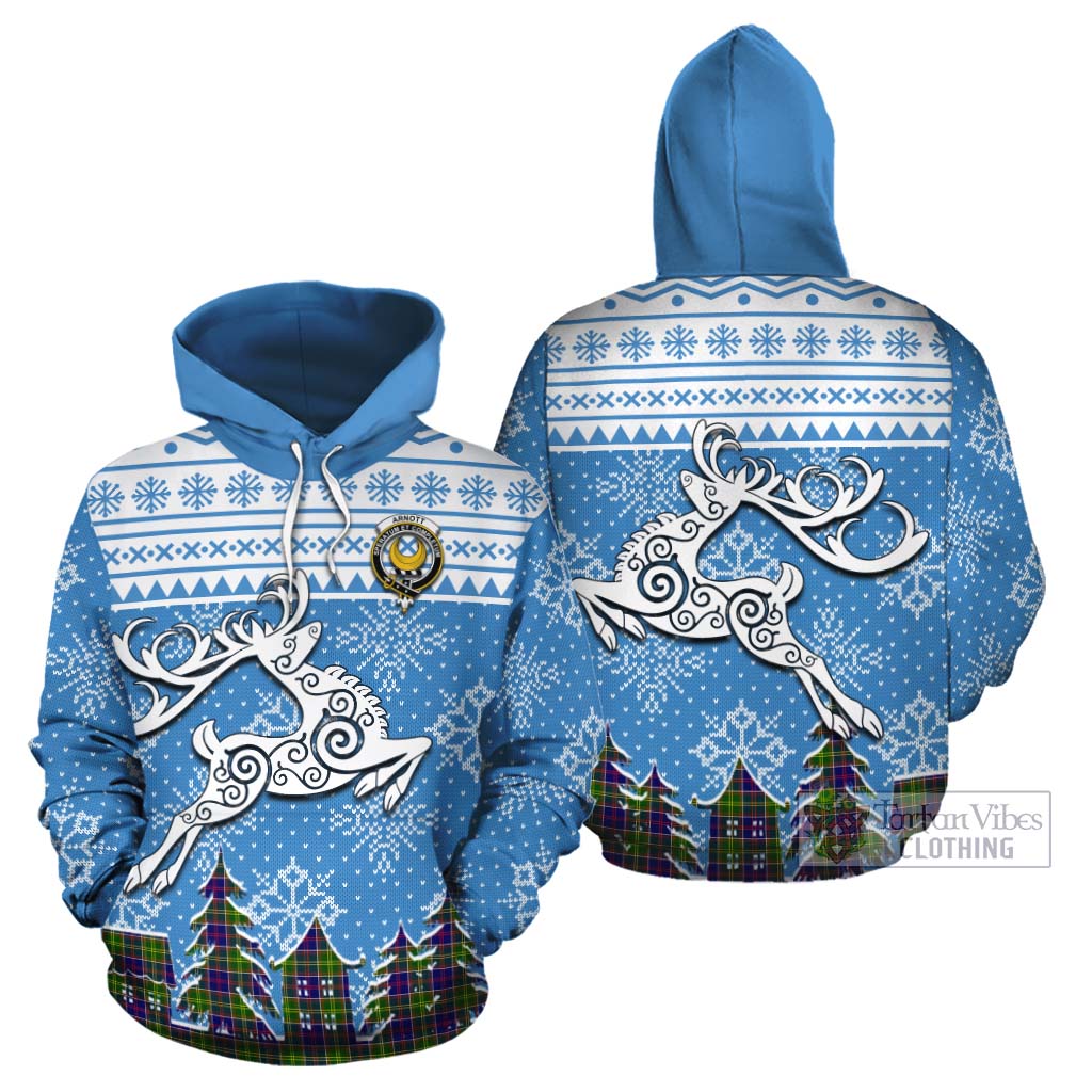 Arnott Clan Christmas Cotton Hoodie Celtic Reindeer Style Zip Hoodie - Tartan Vibes Clothing