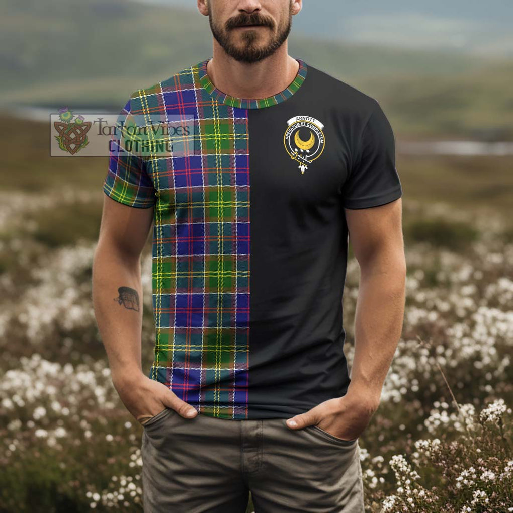 Arnott Tartan T-Shirt with Family Crest and Half Of Me Style - Tartanvibesclothing Shop