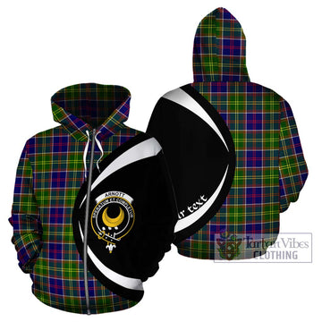 Arnott Tartan Hoodie with Family Crest Circle Style - Tartan Vibes Clothing