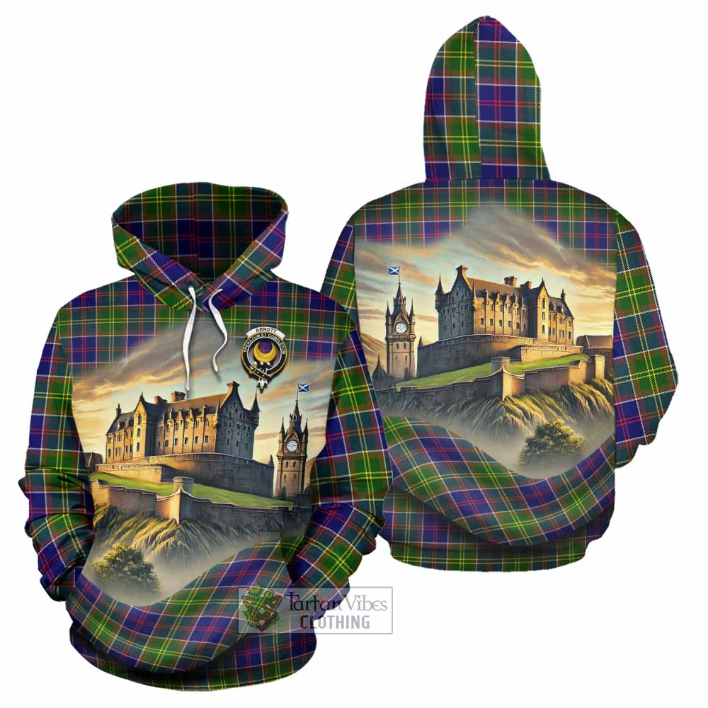 Arnott Tartan Family Crest Hoodie with Scottish Ancient Castle Style - Tartan Vibes Clothing
