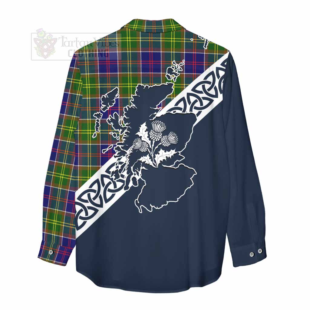 Arnott Tartan Women's Casual Shirt Featuring Thistle and Scotland Map - Tartan Vibes Clothing