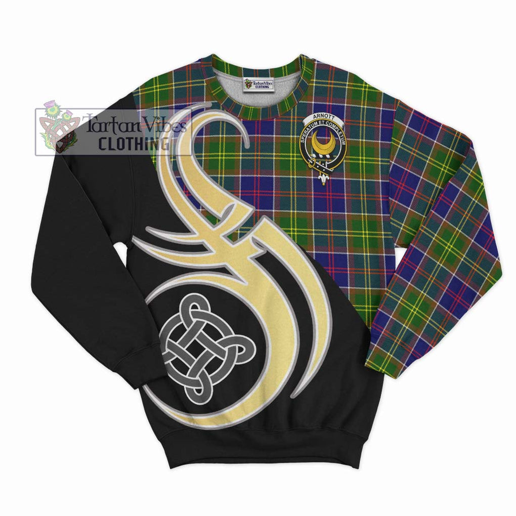 Arnott Tartan Sweatshirt with Family Crest and Celtic Symbol Style - Tartan Vibes Clothing
