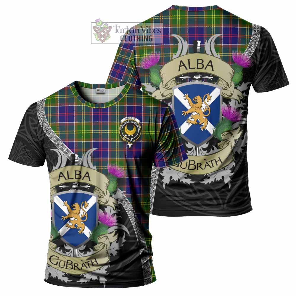 Arnott Tartan Family Crest T-Shirt Lion Rampant Royal Thistle Shield Celtic Inspired - Tartan Vibes Clothing