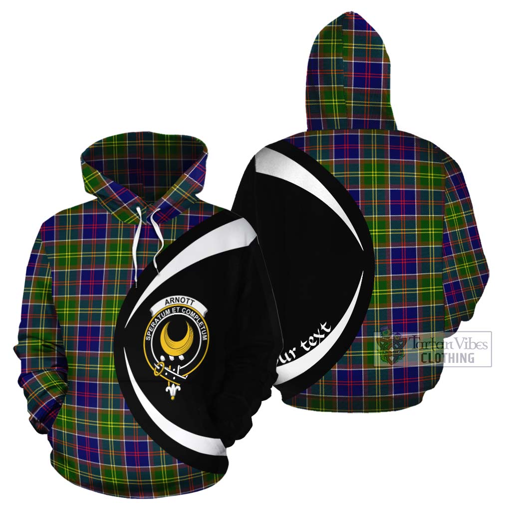 Arnott Tartan Cotton Hoodie with Family Crest Circle Style Zip Hoodie - Tartan Vibes Clothing