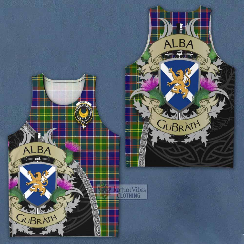 Arnott Tartan Family Crest Men's Tank Top Lion Rampant Royal Thistle Shield Celtic Inspired - Tartan Vibes Clothing