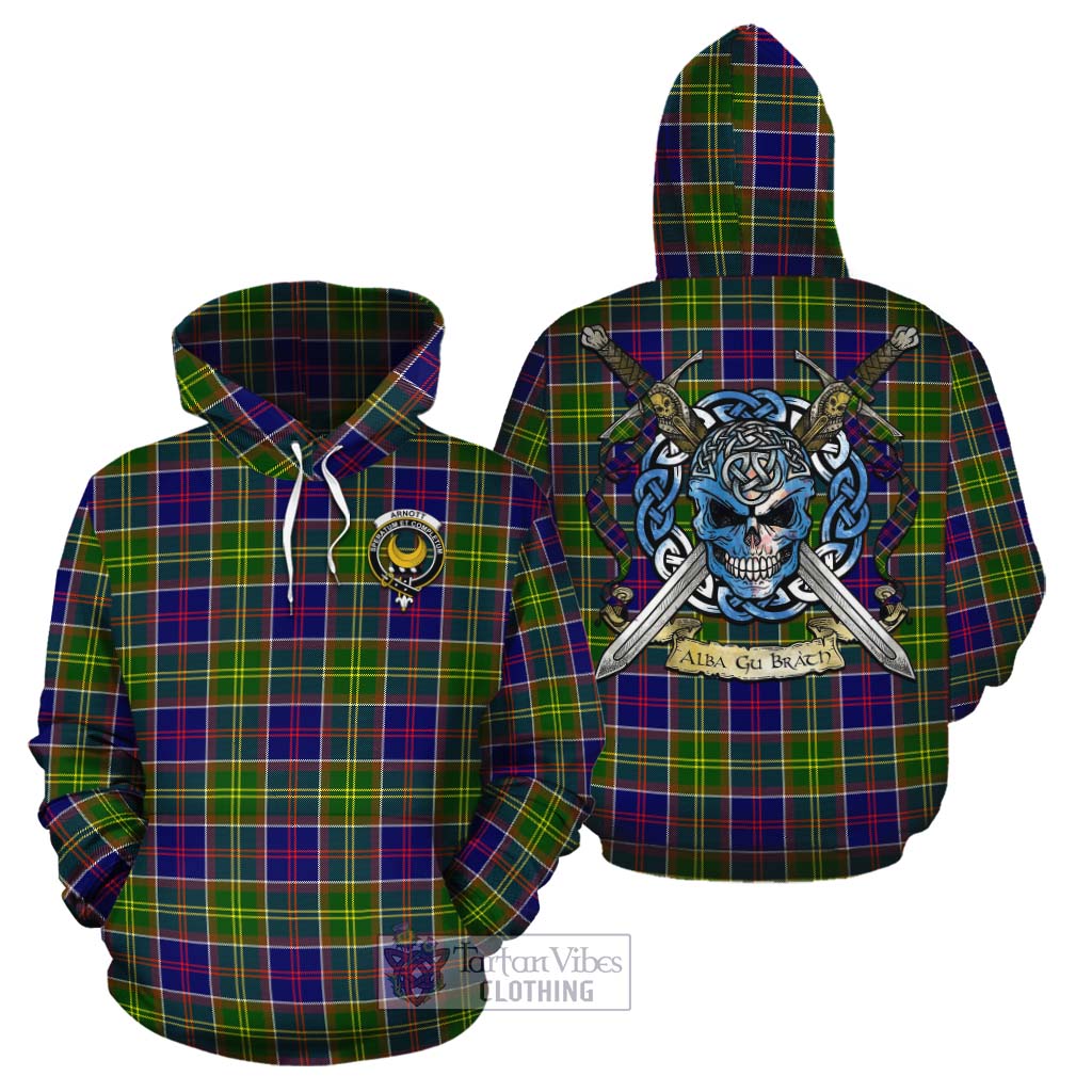 Arnott Tartan Cotton Hoodie with Family Crest Celtic Skull Style Zip Hoodie - Tartan Vibes Clothing