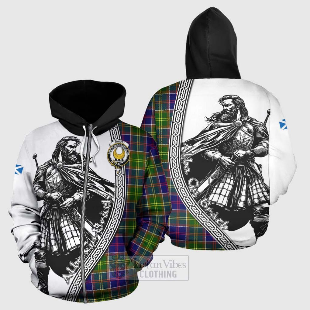 Arnott Tartan Clan Crest Hoodie with Highlander Warrior Celtic Style - Tartan Vibes Clothing