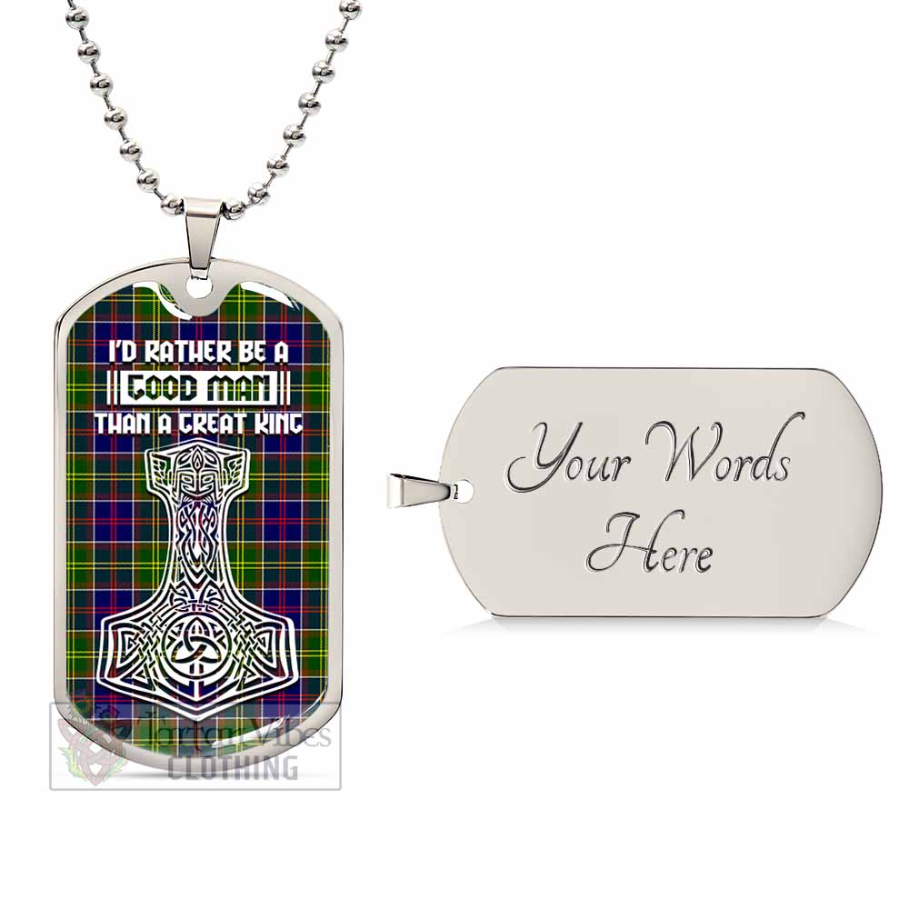 Arnott Tartan Dog Tag Necklace Viking Mjolnir Style Silver Yes - Tartan Vibes Clothing